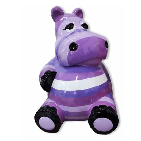 Statue Hippopotame Animaux Resine - 15cm - Tagada Violet - ANIMAUX-RESINE.FR