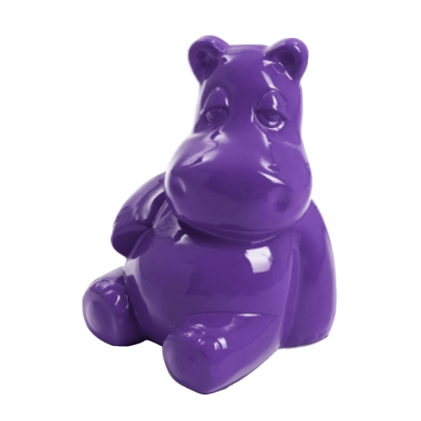 Statue Hippopotame Animaux Resine - 15cm - Violet - ANIMAUX-RESINE.FR