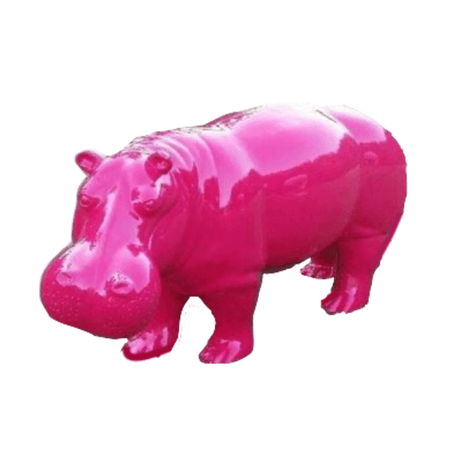 Statue Hippopotame Animaux Resine - 180cm - Rose Fushia - ANIMAUX-RESINE.FR