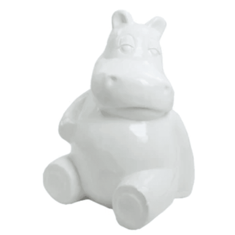 Statue Hippopotame Animaux Resine - 25cm - Blanc - ANIMAUX-RESINE.FR