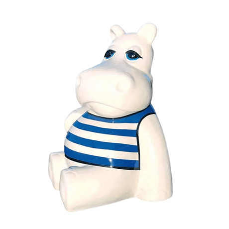 Statue Hippopotame Animaux Resine - 25cm - Marin Bleu - ANIMAUX-RESINE.FR