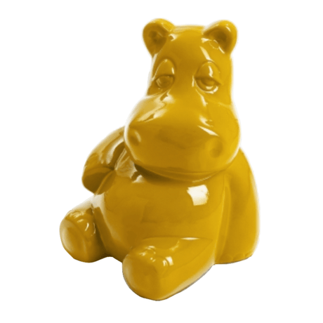 Statue Hippopotame Animaux Resine - 50cm - Jaune - ANIMAUX-RESINE.FR