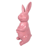 Statue Lapin Animaux Resine - 35cm - Rose Clair - ANIMAUX-RESINE.FR