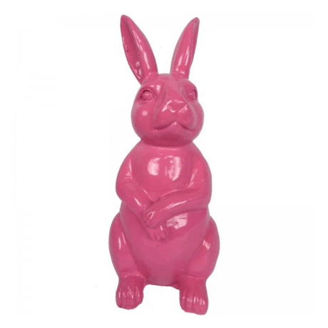 Statue Lapin Animaux Resine - 35cm - Rose Fushia - ANIMAUX-RESINE.FR