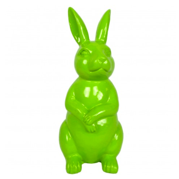 Statue Lapin Animaux Resine - 35cm - Vert Pomme - ANIMAUX-RESINE.FR