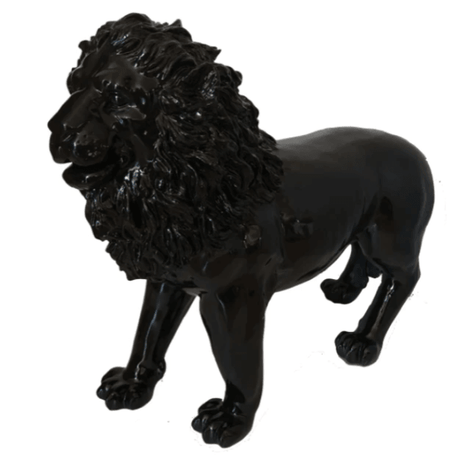 Statue Lion Animaux Resine - 100cm - Noir - ANIMAUX-RESINE.FR