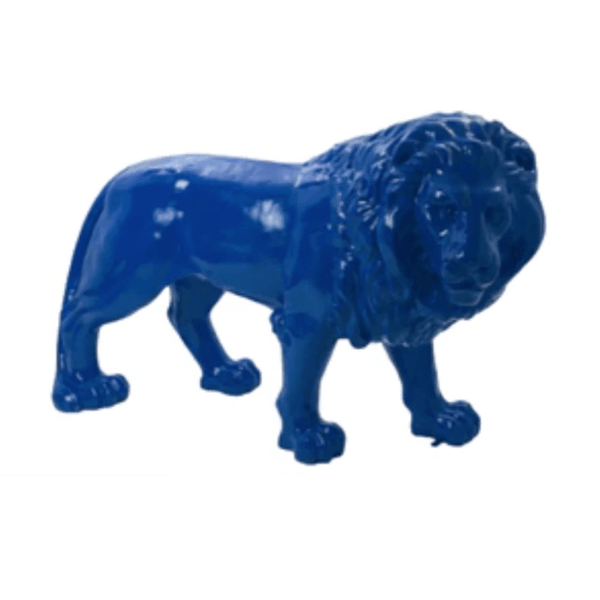 Statue Lion Animaux Resine - 35cm - Bleu Nuit - ANIMAUX-RESINE.FR