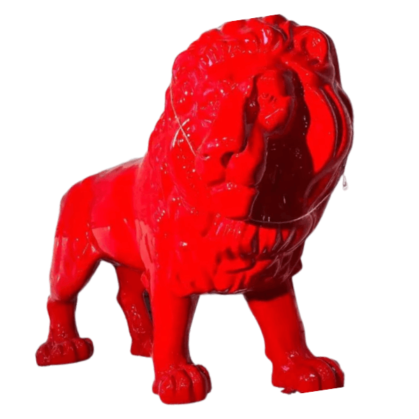 Statue Lion Animaux Resine - 35cm - Rouge - ANIMAUX-RESINE.FR