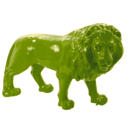 Statue Lion Animaux Resine - 35cm - Vert Pomme - ANIMAUX-RESINE.FR