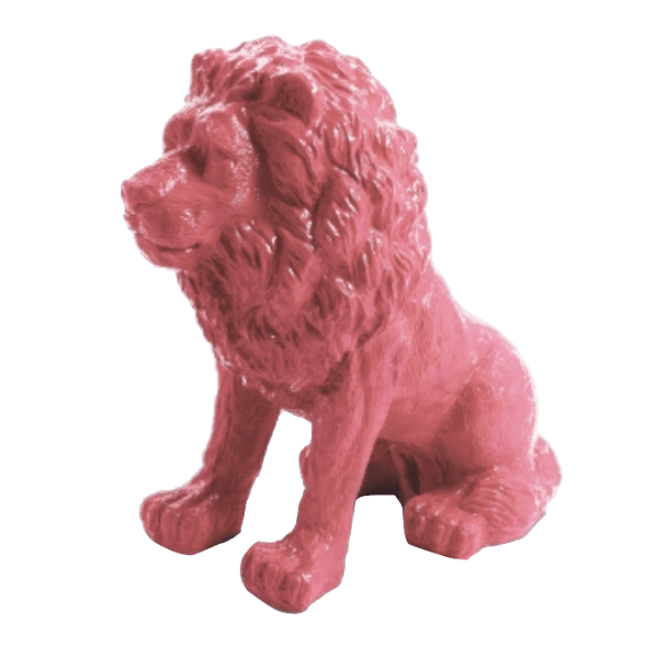 Statue Lion Animaux Resine - 65cm - Rose Clair - ANIMAUX-RESINE.FR