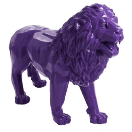 Statue Lion Animaux Resine Origami - 100cm - Violet - ANIMAUX-RESINE.FR