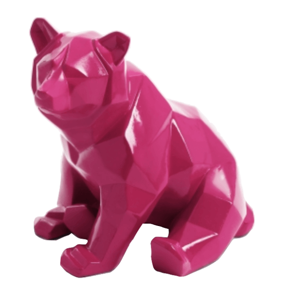 Statue Ours Animaux Resine - 30cm - Rose Fushia - ANIMAUX-RESINE.FR