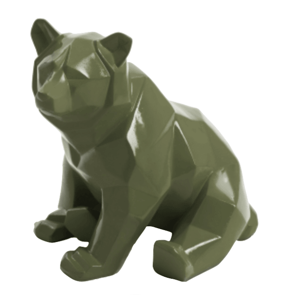 Statue Ours Animaux Resine - 30cm - Vert Kaki - ANIMAUX-RESINE.FR