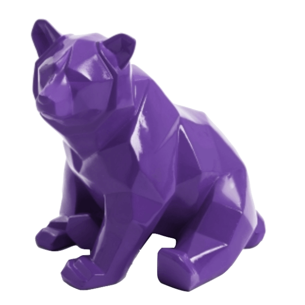 Statue Ours Animaux Resine - 30cm - Violet - ANIMAUX-RESINE.FR