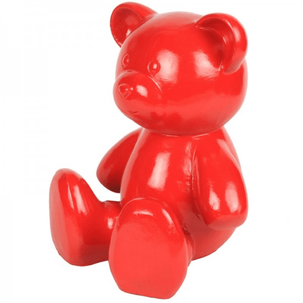 Statue Ours Animaux Resine - 35cm - Rouge - ANIMAUX-RESINE.FR