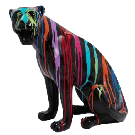 Statue Panthere Animaux Resine - 75cm - Multi Coulure Noir - ANIMAUX-RESINE.FR