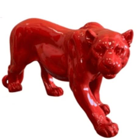 Statue Panthere Animaux Resine - 80cm - Rouge - ANIMAUX-RESINE.FR