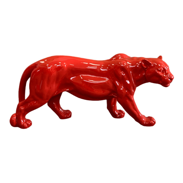 Statue Panthere Animaux Resine - 80cm - Rouge - ANIMAUX-RESINE.FR