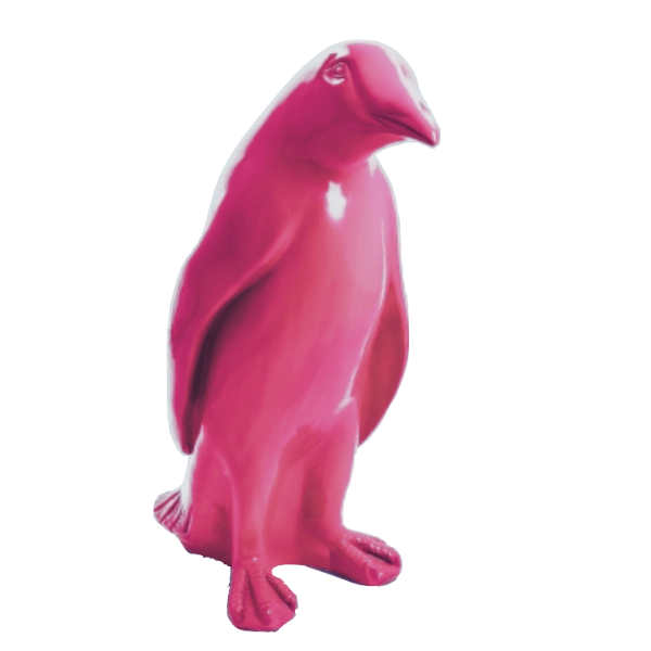 Statue Pingouin Animaux Resine - 120cm - Rose Fushia - ANIMAUX-RESINE.FR