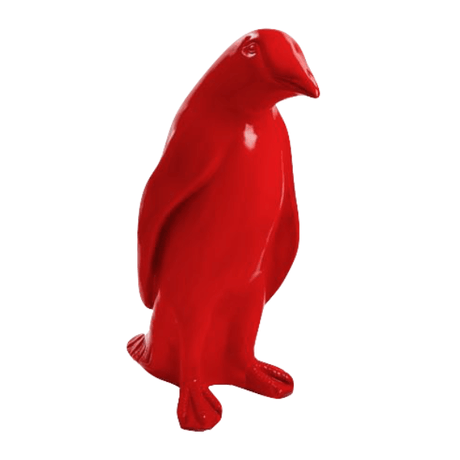 Statue Pingouin Animaux Resine - 70cm - Rouge - ANIMAUX-RESINE.FR