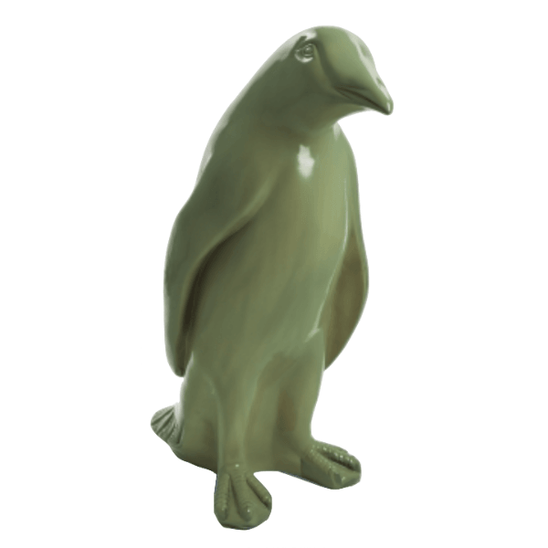 Statue Pingouin Animaux Resine - 70cm - Vert Kaki - ANIMAUX-RESINE.FR