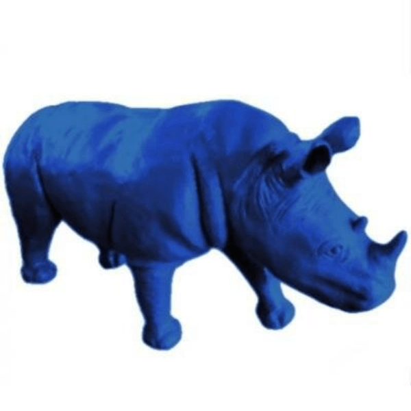 Statue Rhinoceros Animaux Resine - 140cm - Bleu Nuit - ANIMAUX-RESINE.FR