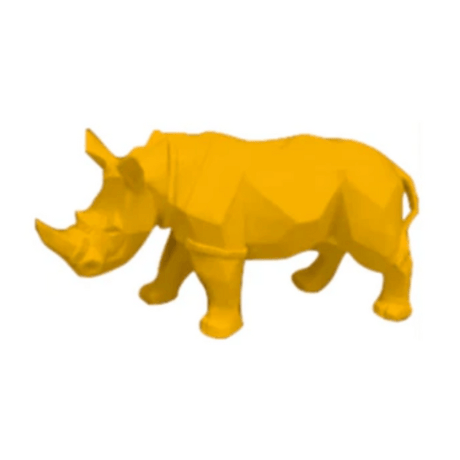 Statue Rhinoceros Animaux Resine - 35cm - Jaune - ANIMAUX-RESINE.FR