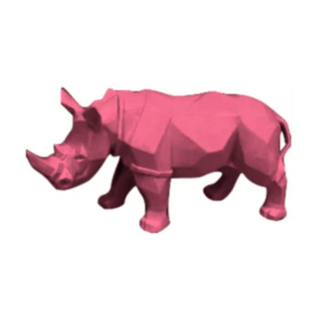 Statue Rhinoceros Animaux Resine - 35cm - Rose Clair - ANIMAUX-RESINE.FR