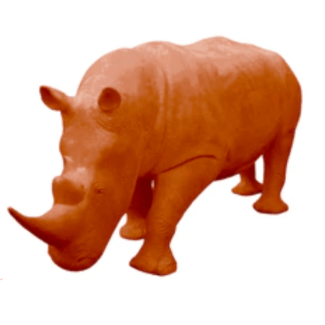 Statue Rhinoceros Animaux Resine - 380cm - Orange - ANIMAUX-RESINE.FR