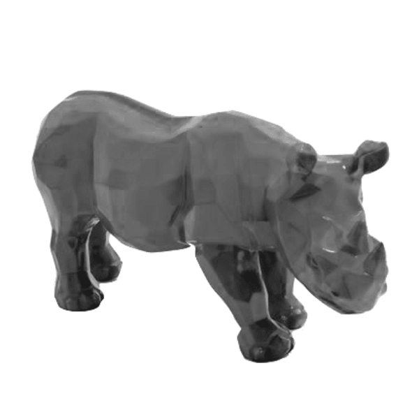 Statue Rhinoceros Origami Animaux Resine - 100cm - Gris - ANIMAUX-RESINE.FR