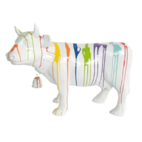 Statue Vache Animaux Resine - 110cm - Multi Coulure Blanc - ANIMAUX-RESINE.FR