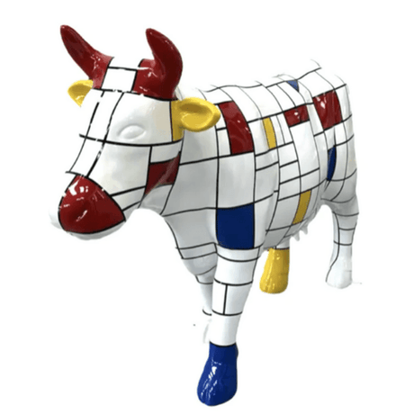 Statue Vache Animaux Resine - 140cm - Mondrian - ANIMAUX-RESINE.FR