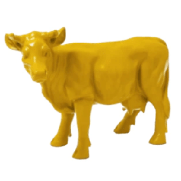 Statue Vache Animaux Resine - 50cm - Jaune - ANIMAUX-RESINE.FR