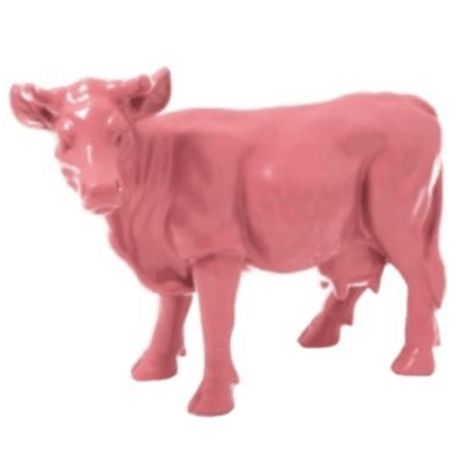 Statue Vache Animaux Resine - 50cm - Rose Clair - ANIMAUX-RESINE.FR