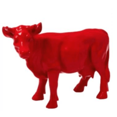 Statue Vache Animaux Resine - 50cm - Rouge - ANIMAUX-RESINE.FR