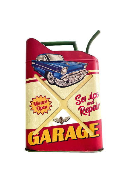 JERRICAN ESSENCE MÉTAL GARAGE H.50CM - JERRICAN ESSENCE DECO - ANIMAUX-RESINE.FR