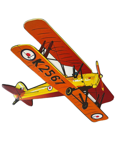 PLAQUE 3D MÉTAL AVION ORANGE 45x50CM - PLAQUE 3D DECO MURAL - ANIMAUX-RESINE.FR