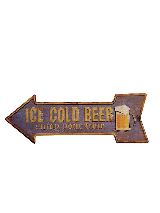 PLAQUE FLECHE MÉTAL ICE COLD 45x15 CM - PLAQUE DECORATIVE - ANIMAUX-RESINE.FR