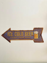 PLAQUE FLECHE MÉTAL ICE COLD 45x15 CM - PLAQUE DECORATIVE - ANIMAUX-RESINE.FR