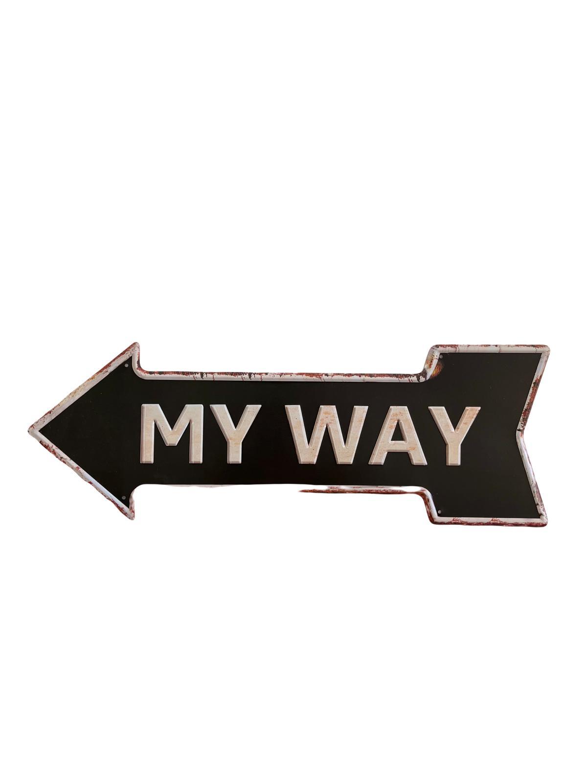 PLAQUE FLECHE MÉTAL MY WAY 45x15 CM - PLAQUE DECORATIVE - ANIMAUX-RESINE.FR