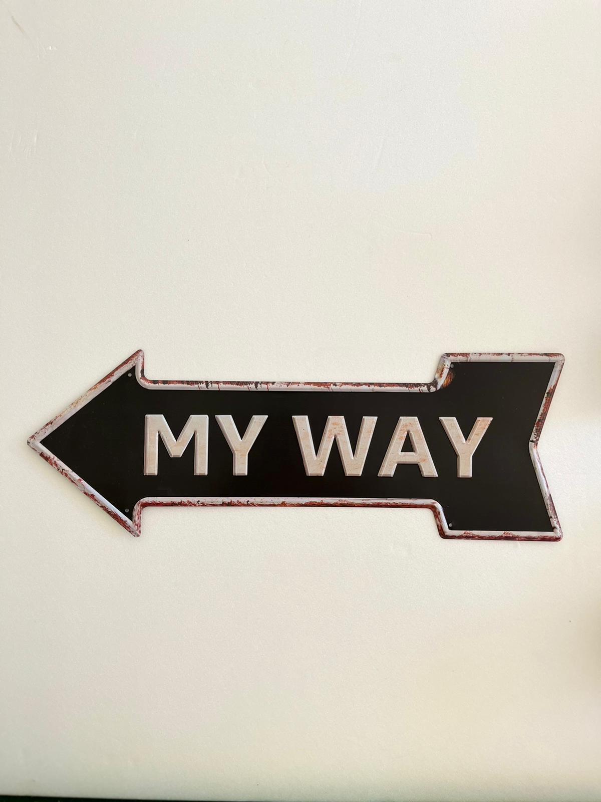 PLAQUE FLECHE MÉTAL MY WAY 45x15 CM - PLAQUE DECORATIVE - ANIMAUX-RESINE.FR