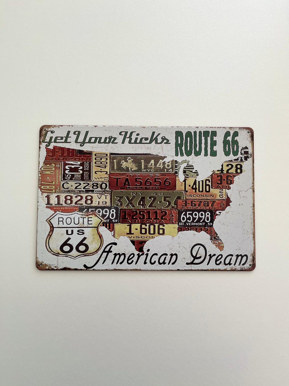 PLAQUE MÉTAL AMERICAN DREAM 30X20 CM - PLAQUE DECORATIVE - ANIMAUX-RESINE.FR