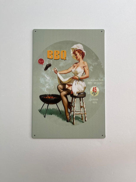 PLAQUE MÉTAL BARBECUE 30X20 CM - PLAQUE DECORATIVE - ANIMAUX-RESINE.FR