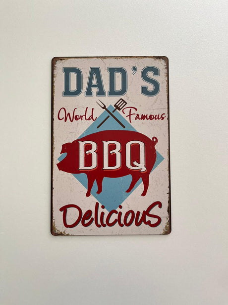 PLAQUE MÉTAL BBQ 30X20 CM - PLAQUE DECORATIVE - ANIMAUX-RESINE.FR