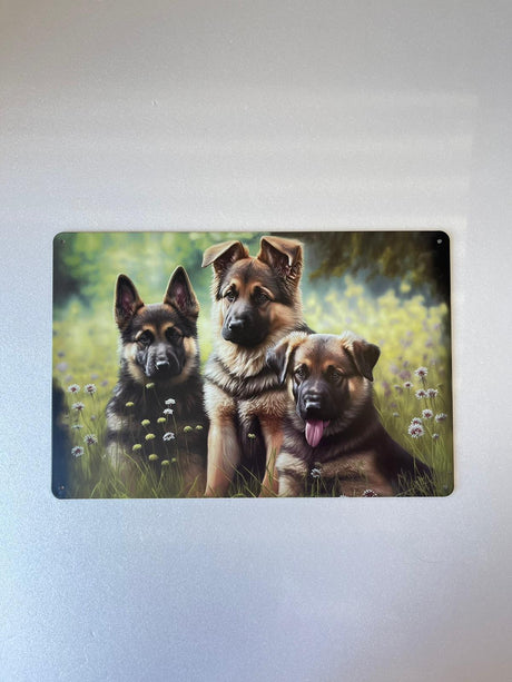 PLAQUE MÉTAL BERGER ALLEMAND 30X20 CM - PLAQUE DECORATIVE - ANIMAUX-RESINE.FR