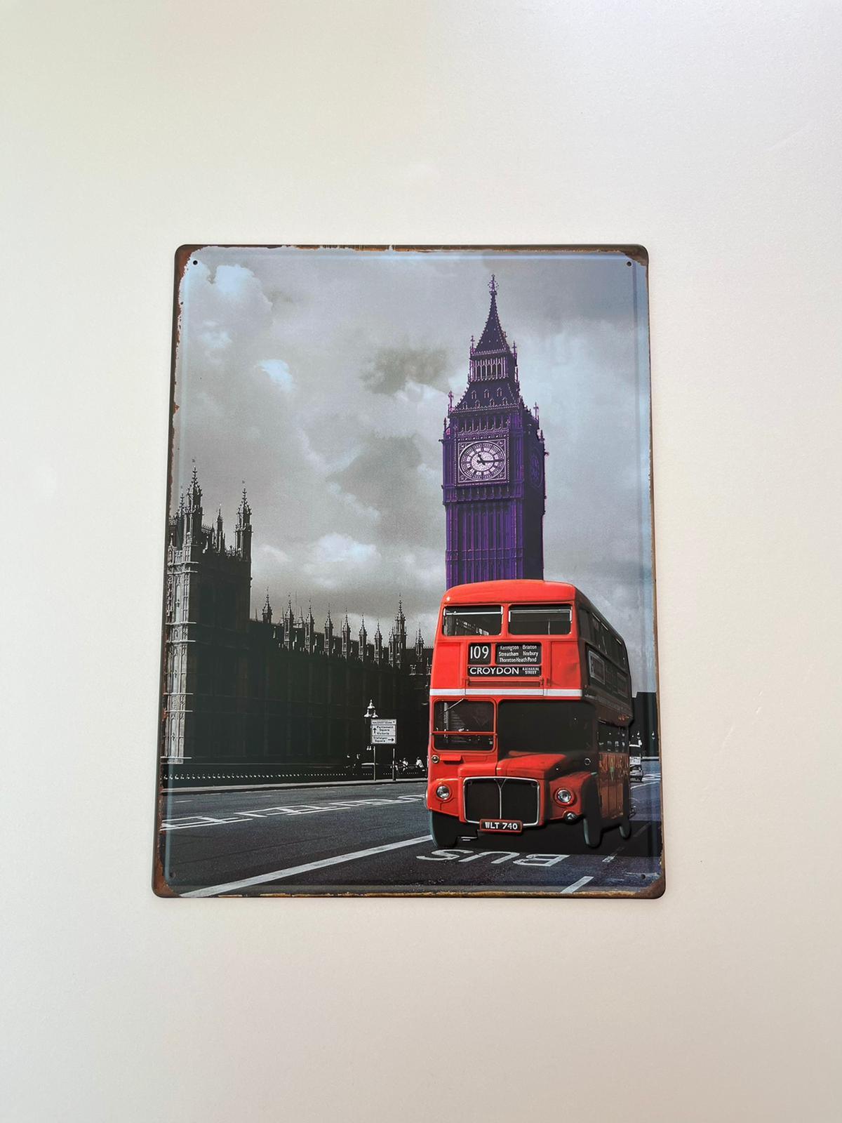 PLAQUE MÉTAL BIG BEN 30X40 CM - PLAQUE DECORATIVE - ANIMAUX-RESINE.FR