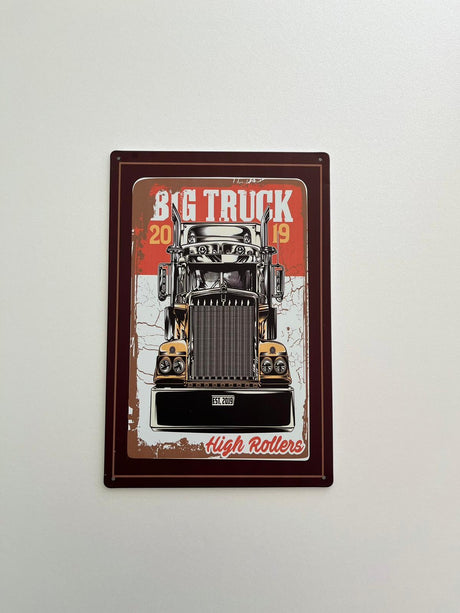 PLAQUE MÉTAL BIG TRUCK 30X20 CM - PLAQUE DECORATIVE - ANIMAUX-RESINE.FR