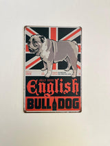 PLAQUE MÉTAL BULLDOG 30X20 CM - PLAQUE DECORATIVE - ANIMAUX-RESINE.FR