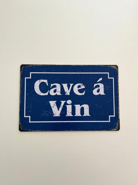 PLAQUE MÉTAL CAVE A VIN 30X20 CM - PLAQUE DECORATIVE - ANIMAUX-RESINE.FR