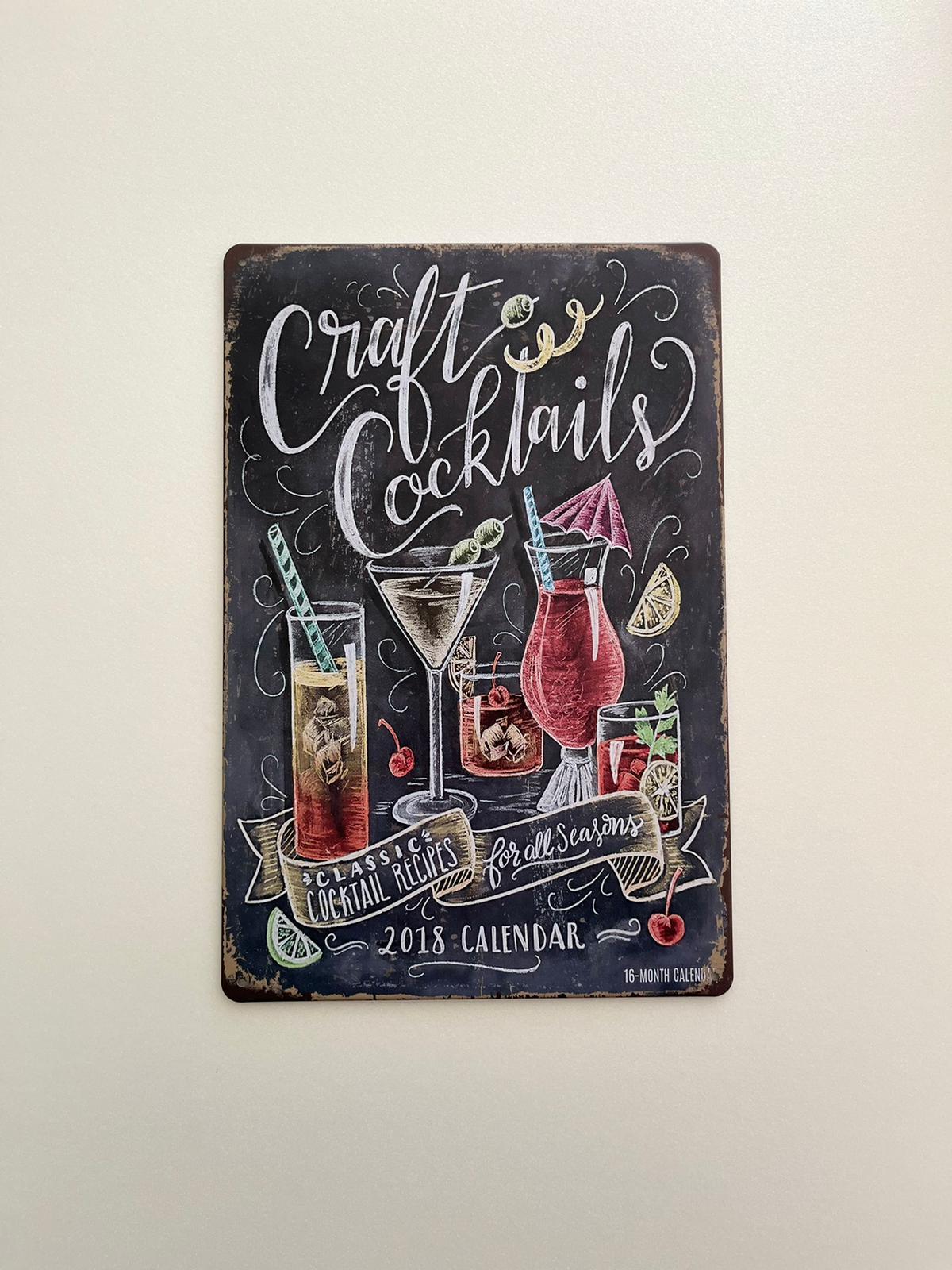 PLAQUE MÉTAL COCKTAILS 30X20 CM - PLAQUE DECORATIVE - ANIMAUX-RESINE.FR